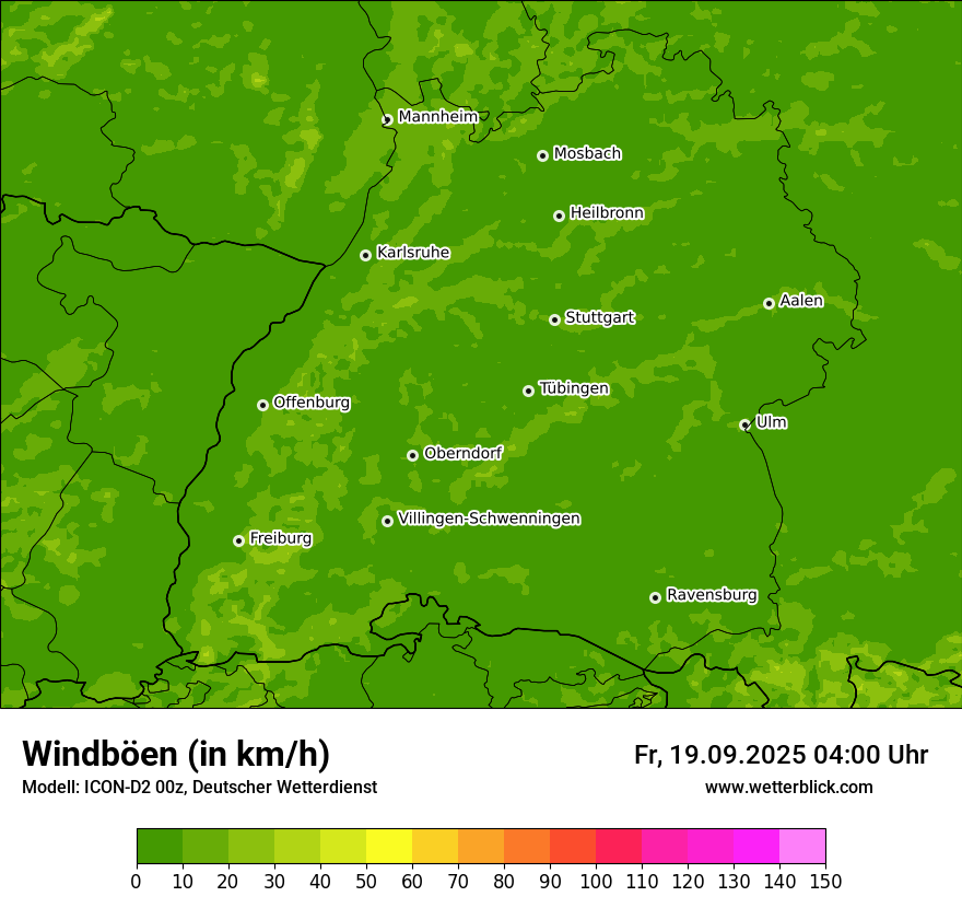 Modellkarten Windgeschwindigkeit