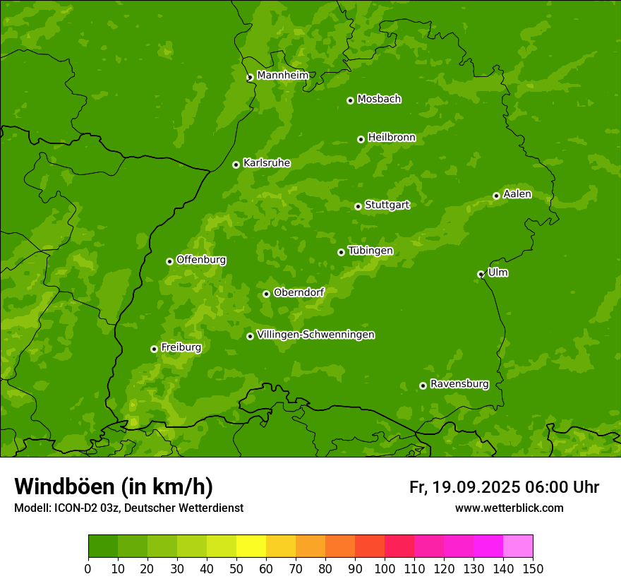 Modellkarten Windgeschwindigkeit