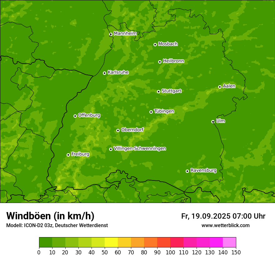 Modellkarten Windgeschwindigkeit