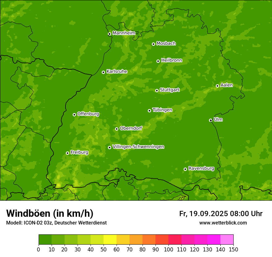 Modellkarten Windgeschwindigkeit