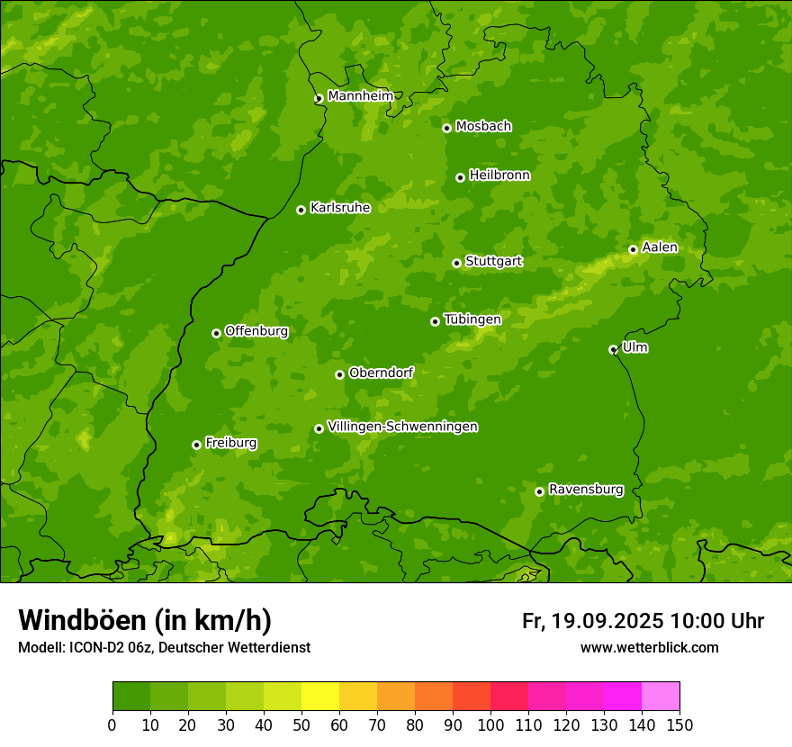 Modellkarten Windgeschwindigkeit