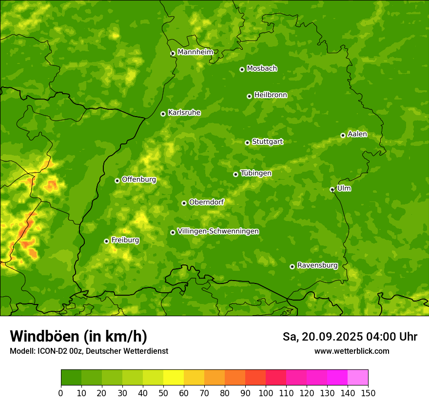 Modellkarten Windgeschwindigkeit