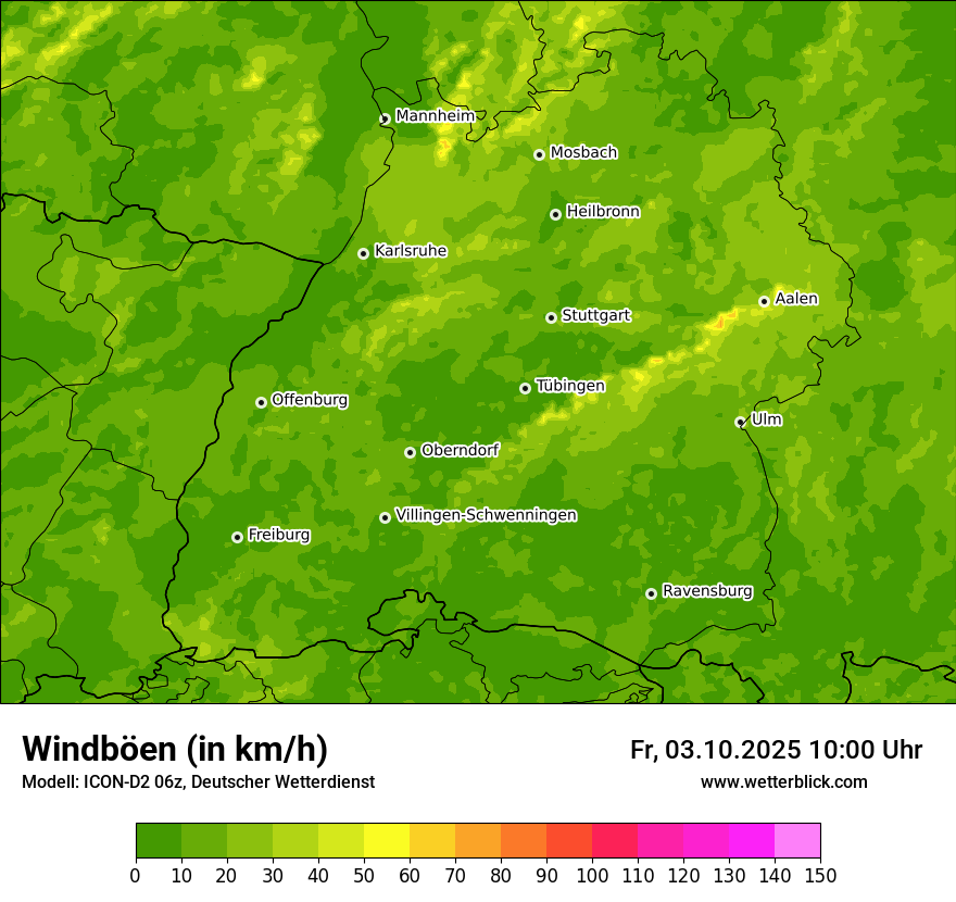 Modellkarten Windgeschwindigkeit