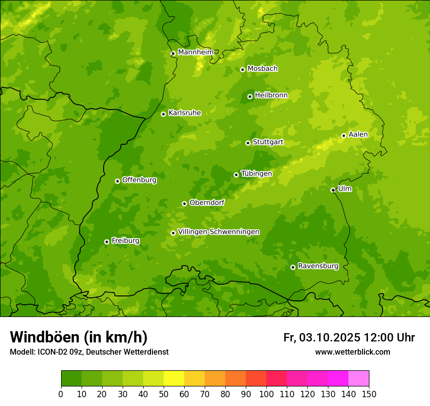 Modellkarten Windgeschwindigkeit