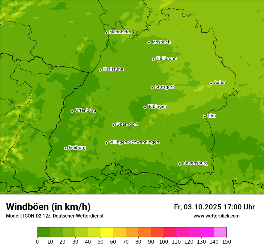 Modellkarten Windgeschwindigkeit