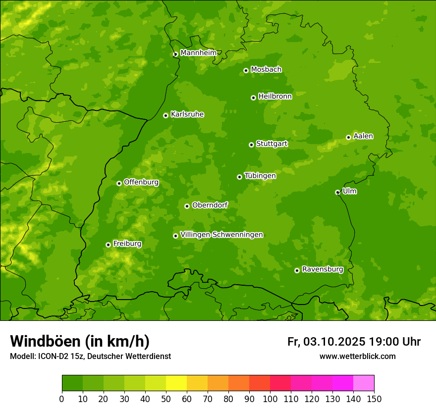 Modellkarten Windgeschwindigkeit