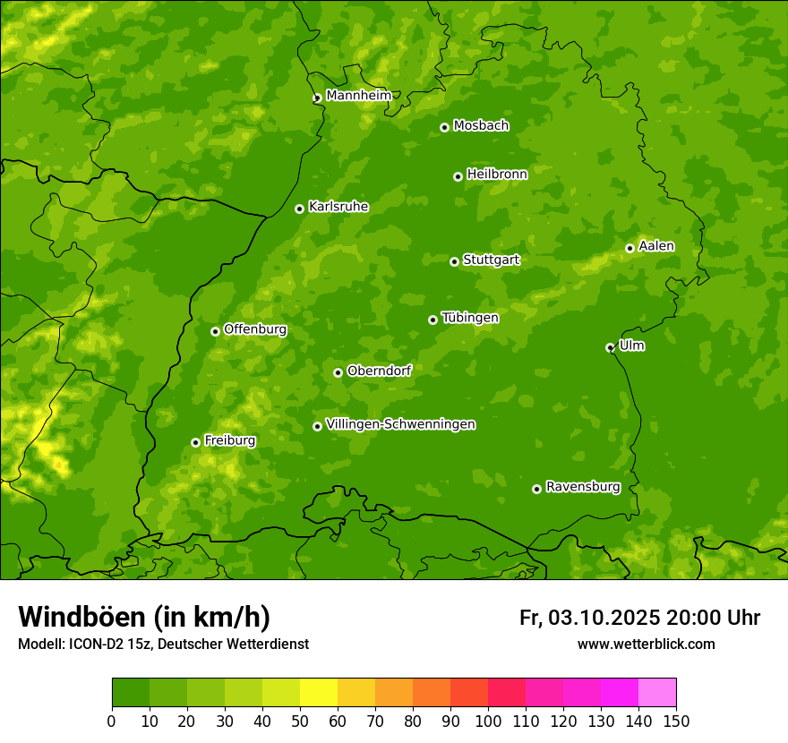 Modellkarten Windgeschwindigkeit