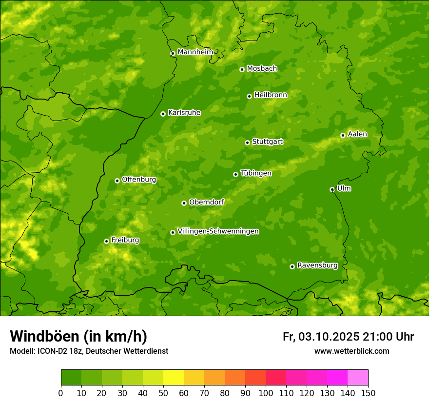 Modellkarten Windgeschwindigkeit