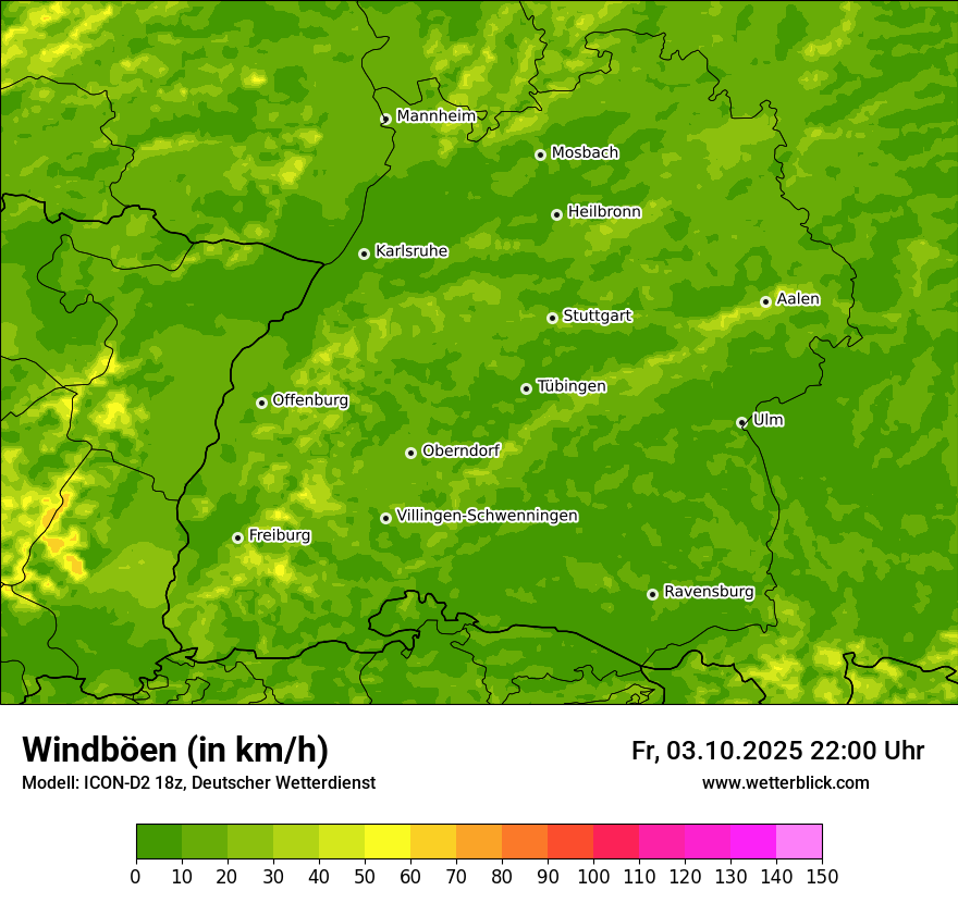 Modellkarten Windgeschwindigkeit
