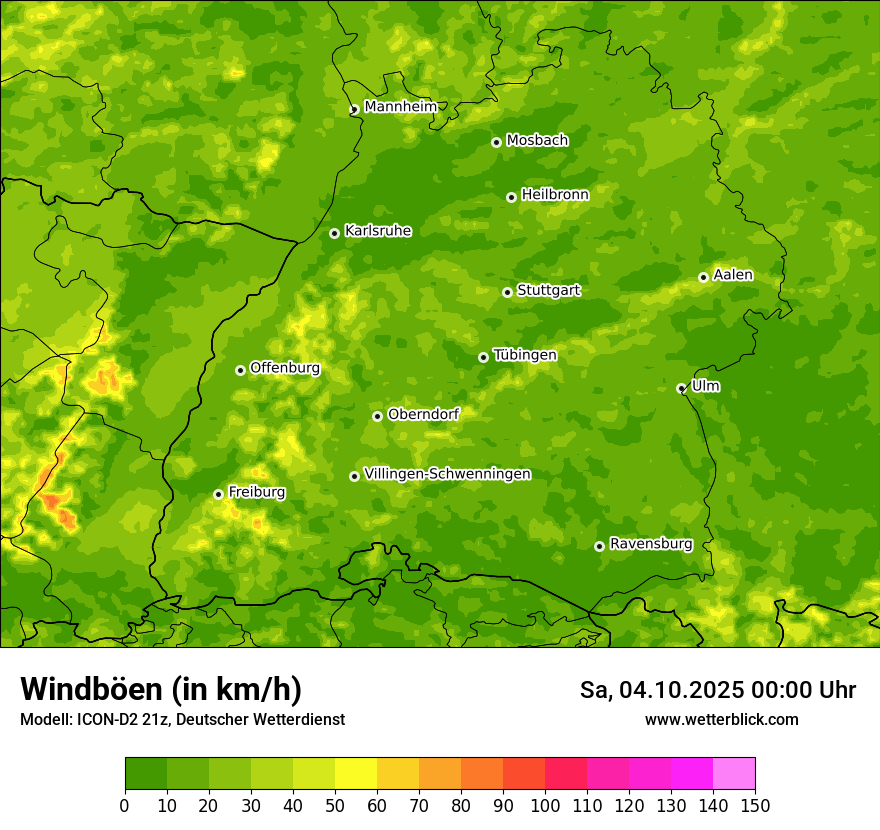 Modellkarten Windgeschwindigkeit