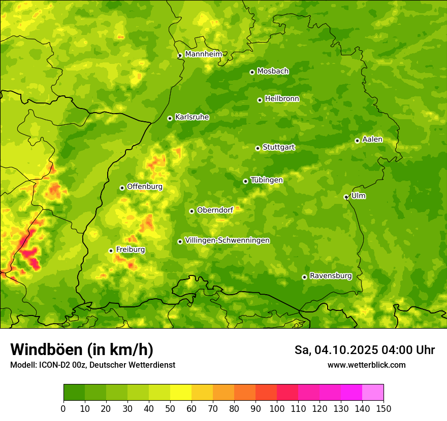 Modellkarten Windgeschwindigkeit