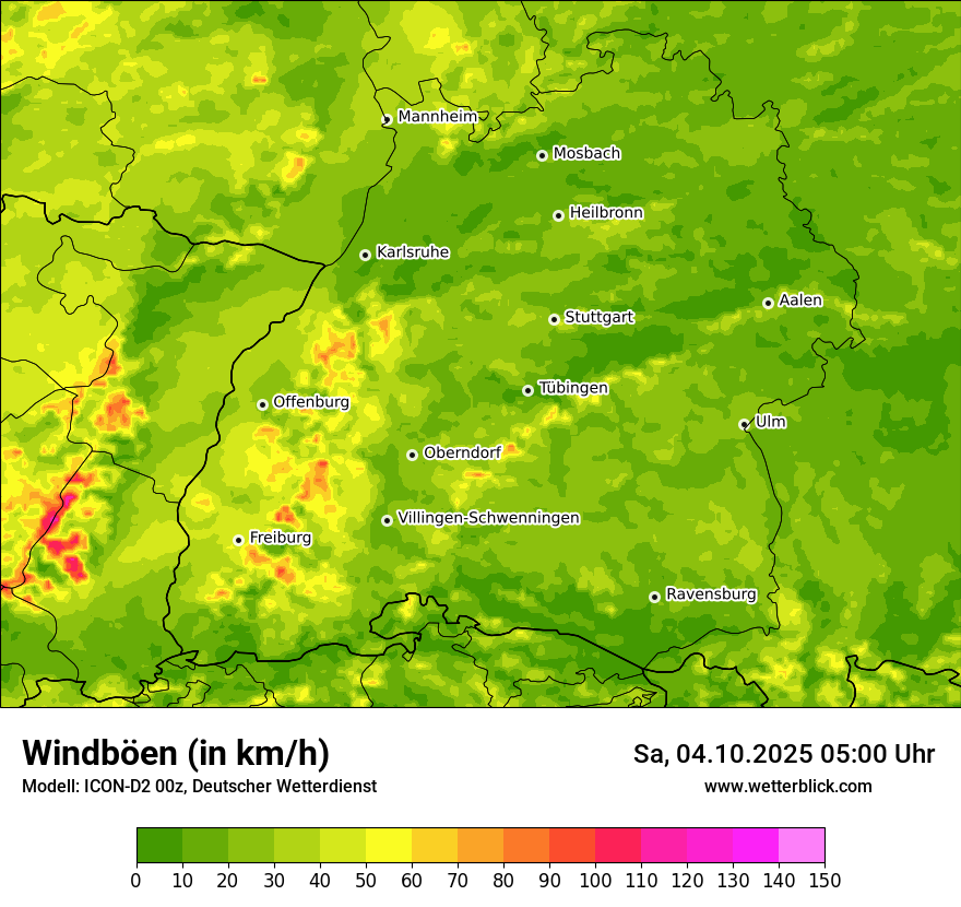 Modellkarten Windgeschwindigkeit