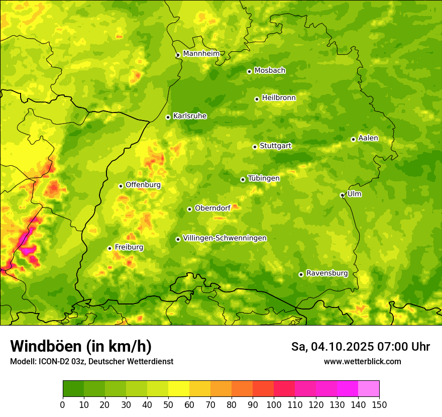 Modellkarten Windgeschwindigkeit
