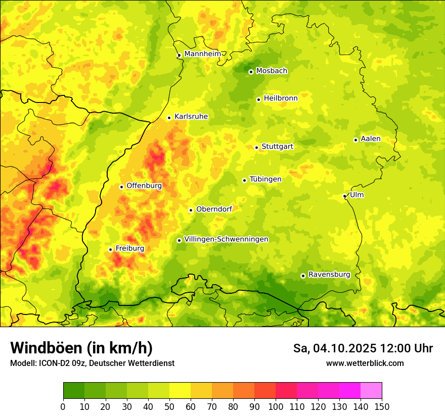 Modellkarten Windgeschwindigkeit