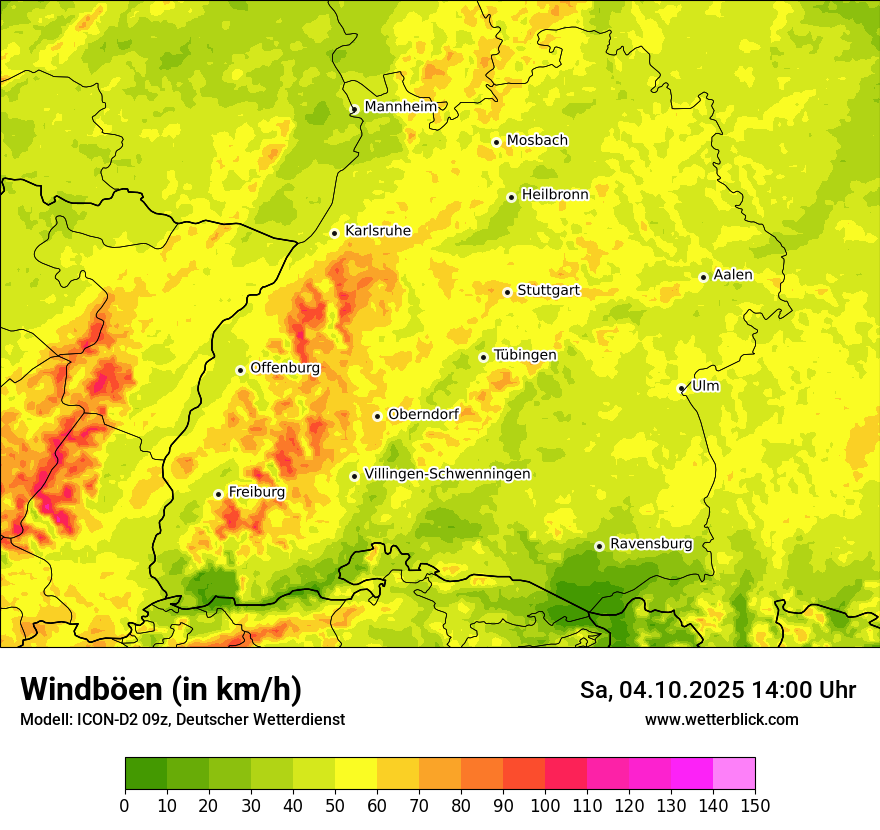 Modellkarten Windgeschwindigkeit