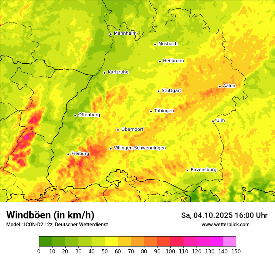 Modellkarten Windgeschwindigkeit
