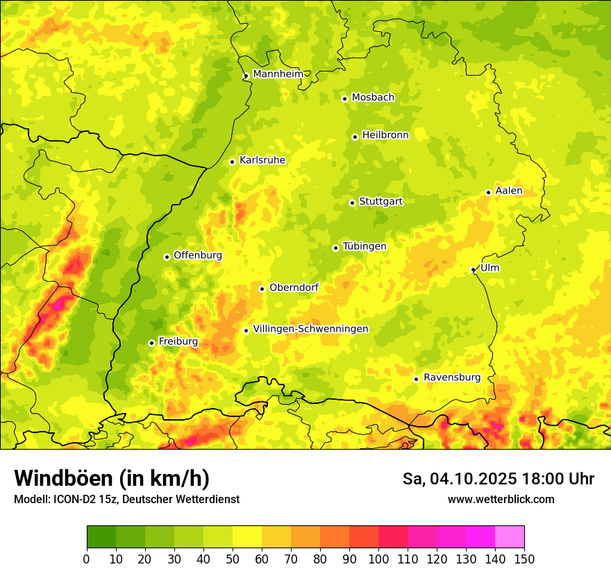 Modellkarten Windgeschwindigkeit