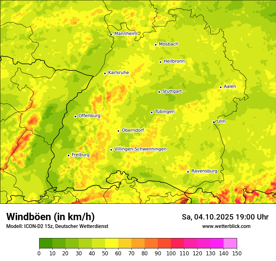 Modellkarten Windgeschwindigkeit