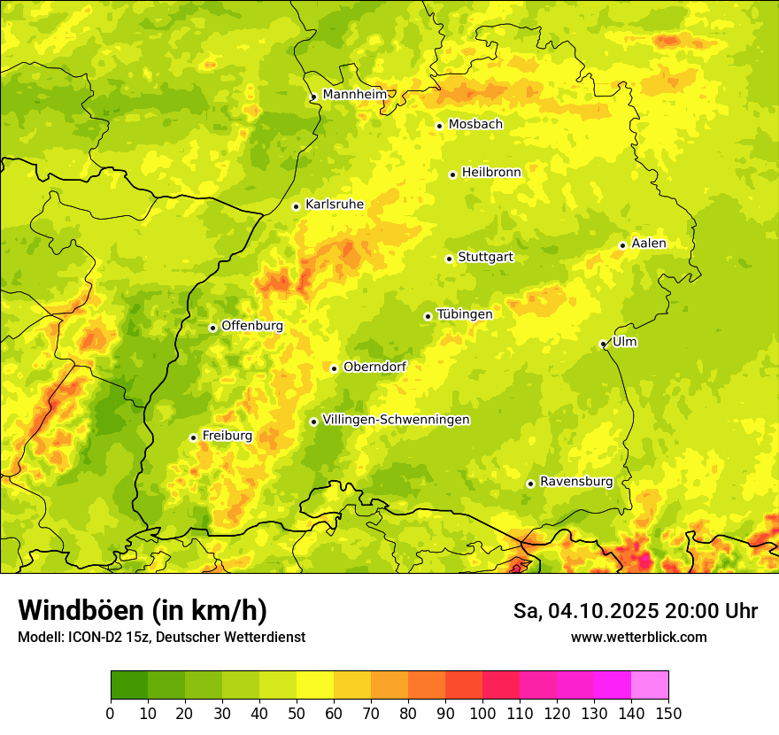 Modellkarten Windgeschwindigkeit