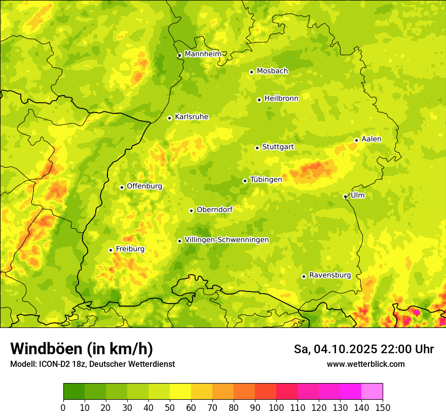 Modellkarten Windgeschwindigkeit