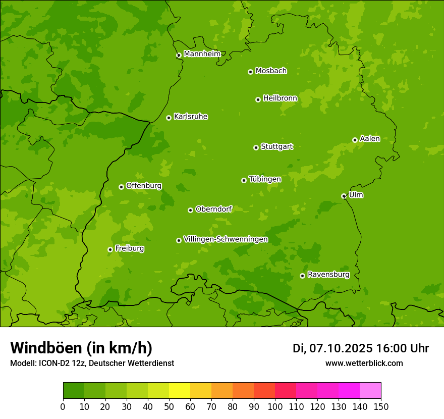 Modellkarten Windgeschwindigkeit