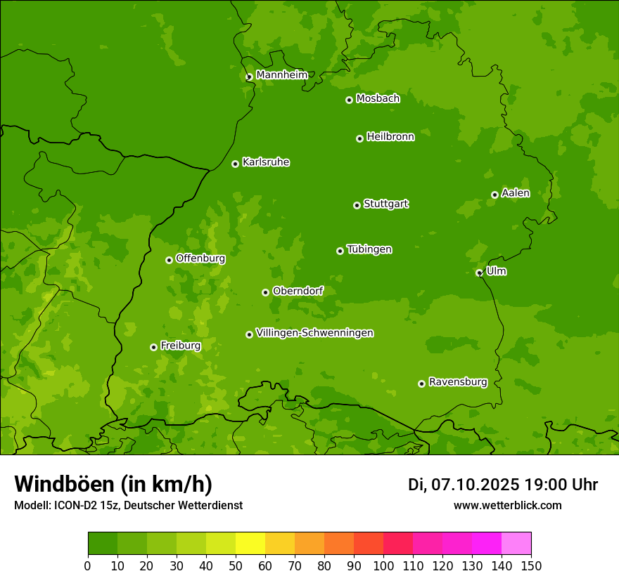 Modellkarten Windgeschwindigkeit