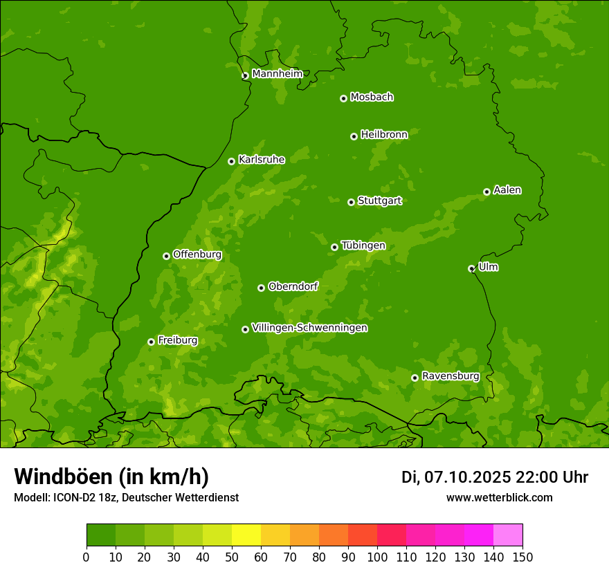 Modellkarten Windgeschwindigkeit