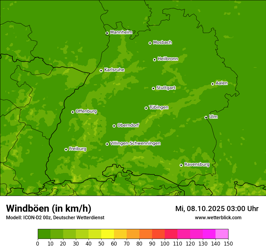 Modellkarten Windgeschwindigkeit