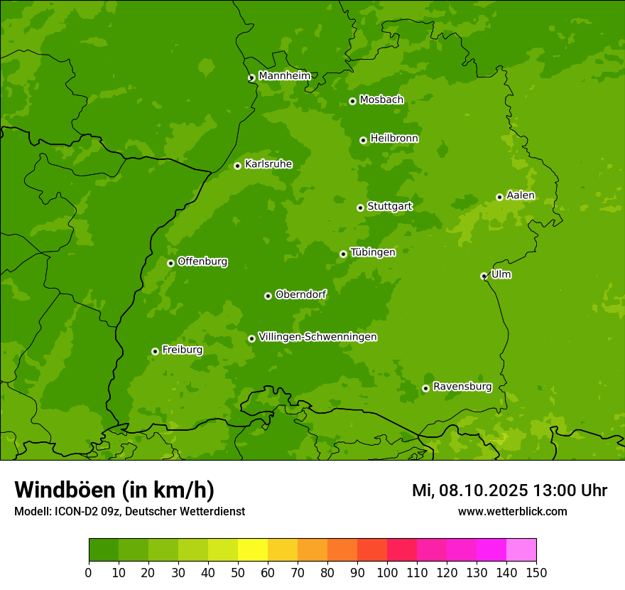 Modellkarten Windgeschwindigkeit