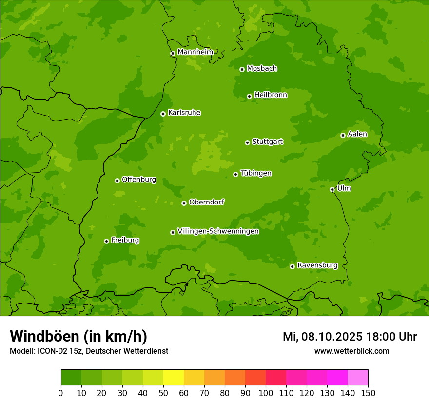 Modellkarten Windgeschwindigkeit