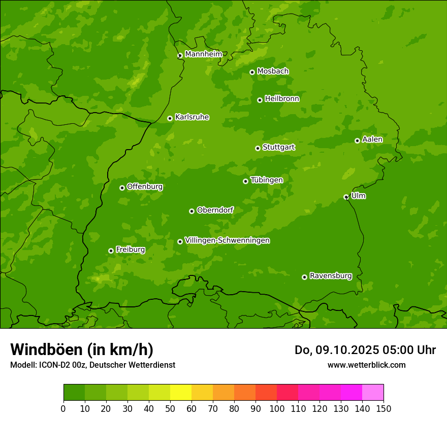 Modellkarten Windgeschwindigkeit