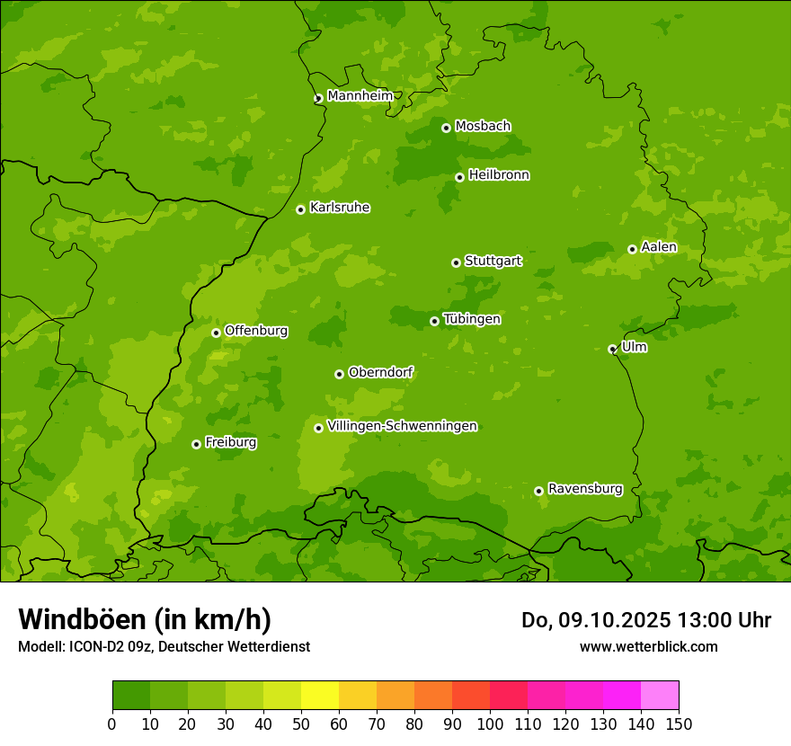 Modellkarten Windgeschwindigkeit
