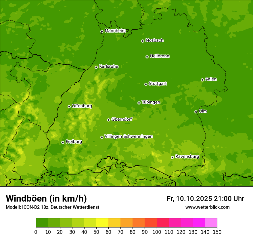 Modellkarten Windgeschwindigkeit