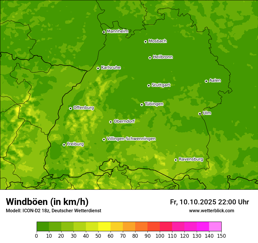 Modellkarten Windgeschwindigkeit