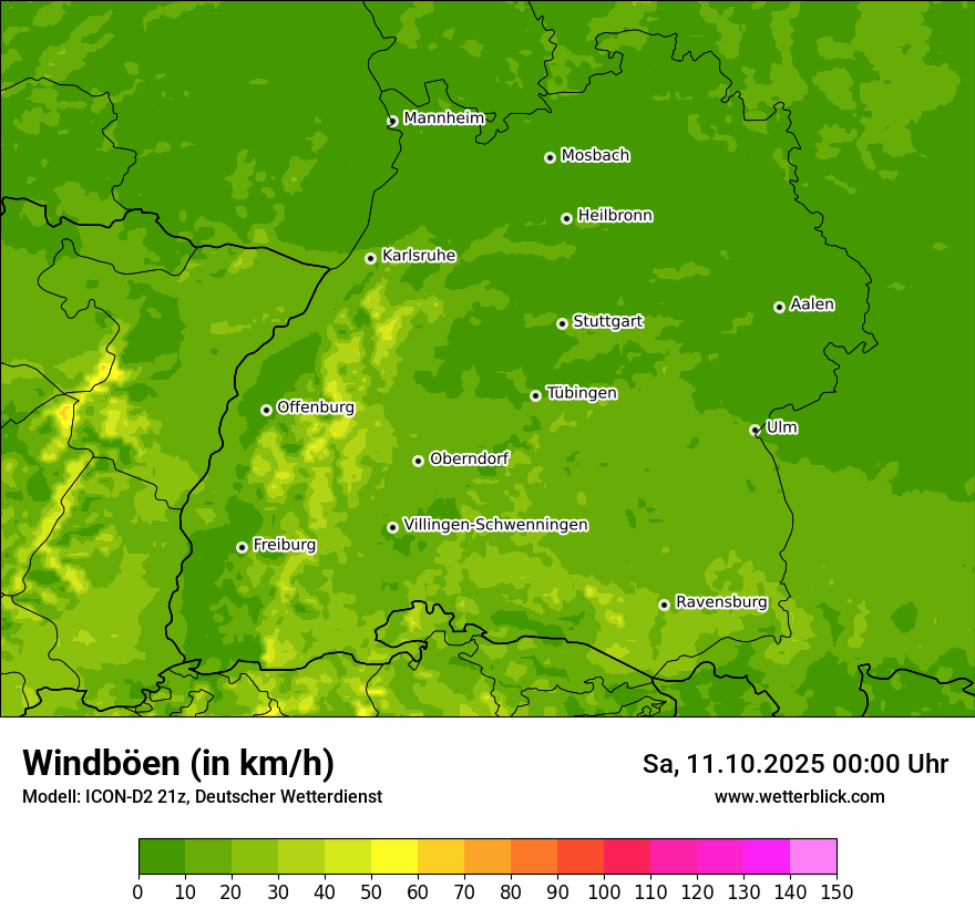 Modellkarten Windgeschwindigkeit