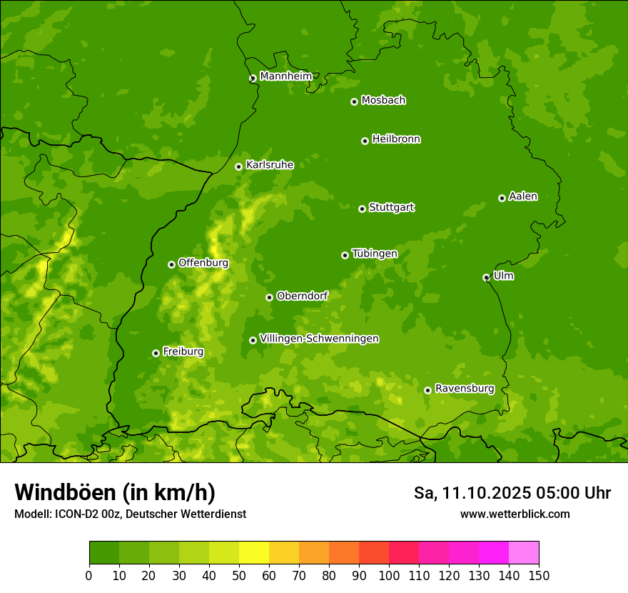 Modellkarten Windgeschwindigkeit