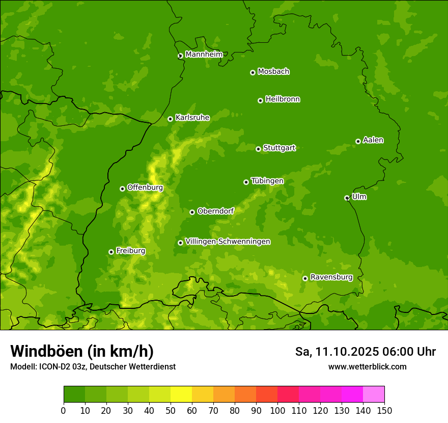Modellkarten Windgeschwindigkeit