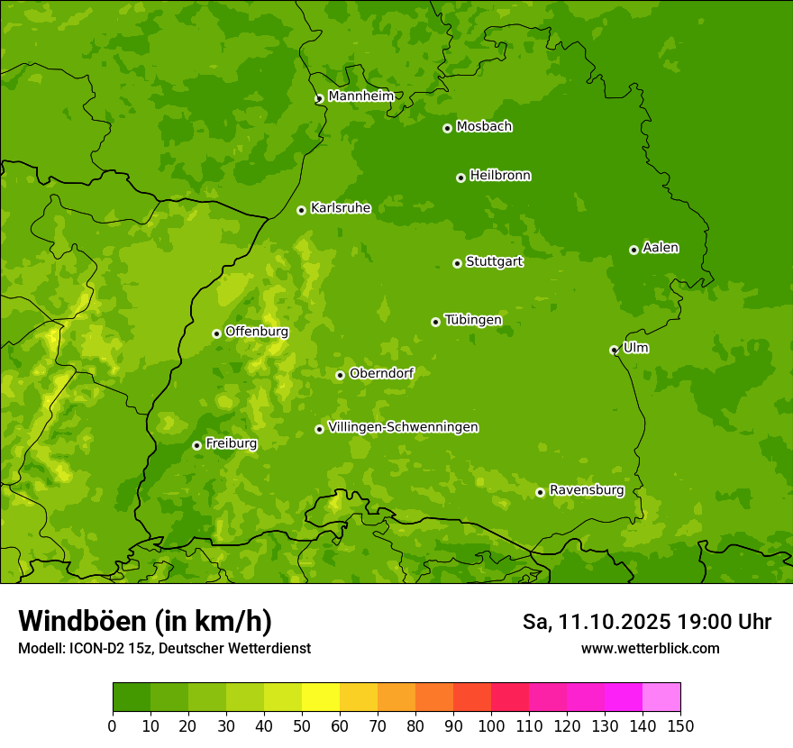 Modellkarten Windgeschwindigkeit