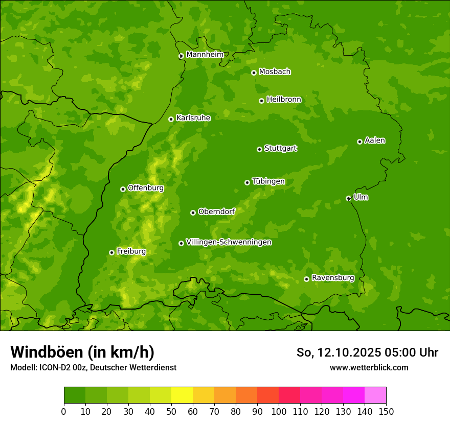 Modellkarten Windgeschwindigkeit