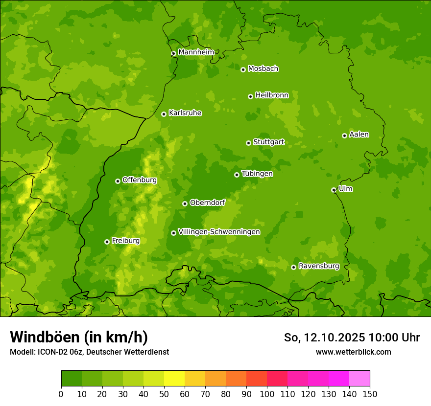 Modellkarten Windgeschwindigkeit