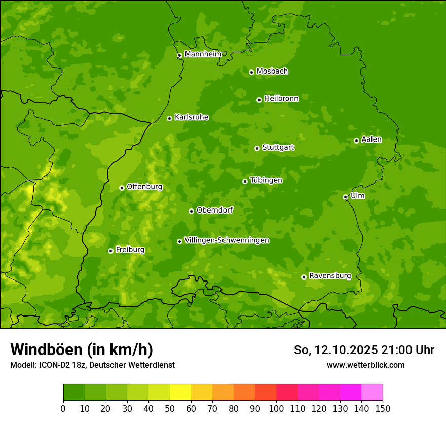 Modellkarten Windgeschwindigkeit
