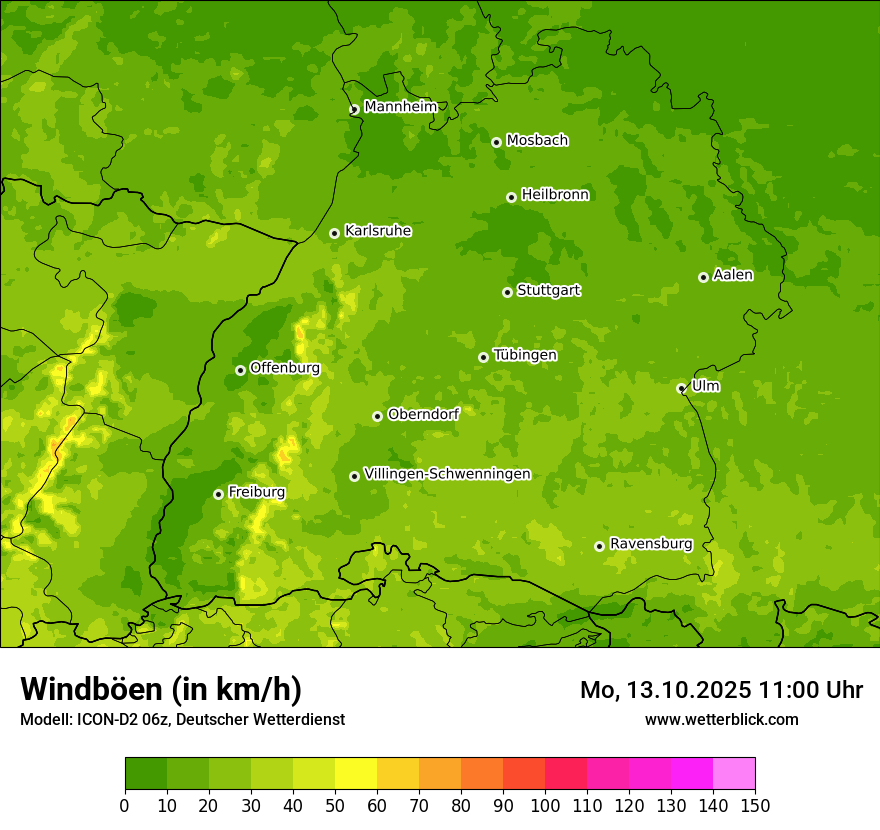 Modellkarten Windgeschwindigkeit