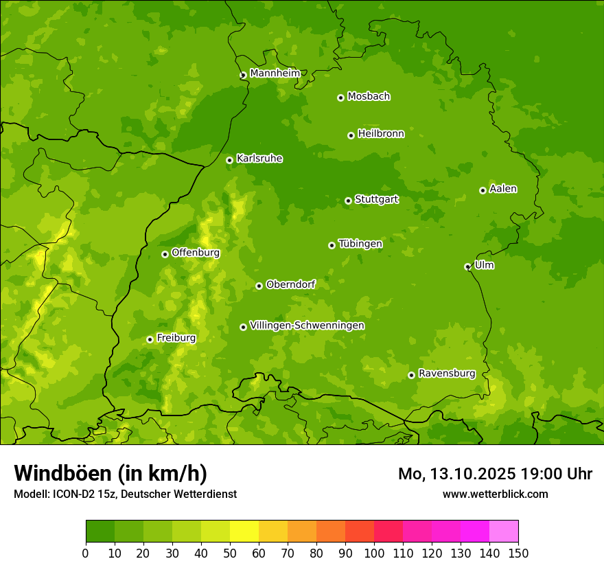 Modellkarten Windgeschwindigkeit