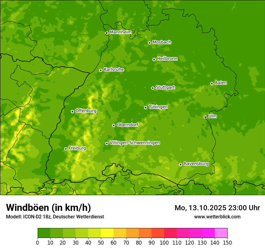 Modellkarten Windgeschwindigkeit