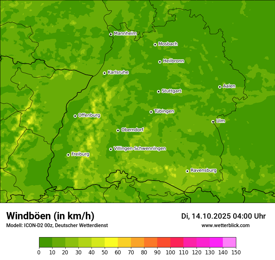 Modellkarten Windgeschwindigkeit