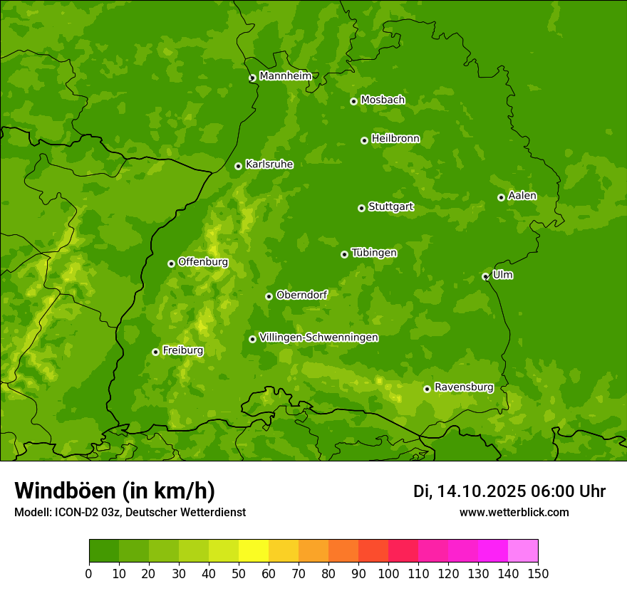 Modellkarten Windgeschwindigkeit