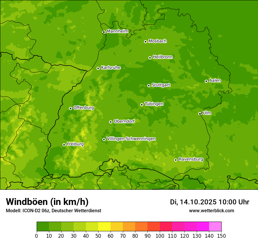 Modellkarten Windgeschwindigkeit