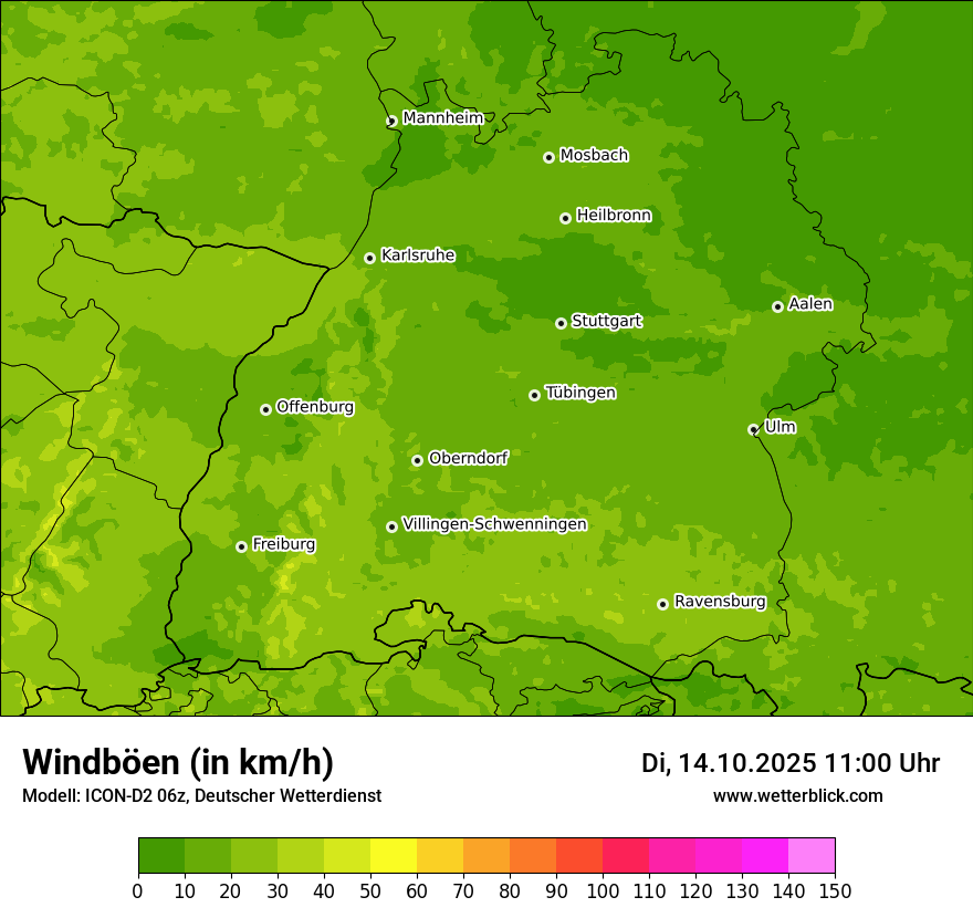 Modellkarten Windgeschwindigkeit