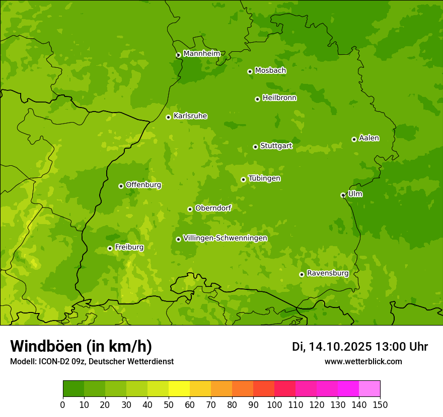 Modellkarten Windgeschwindigkeit