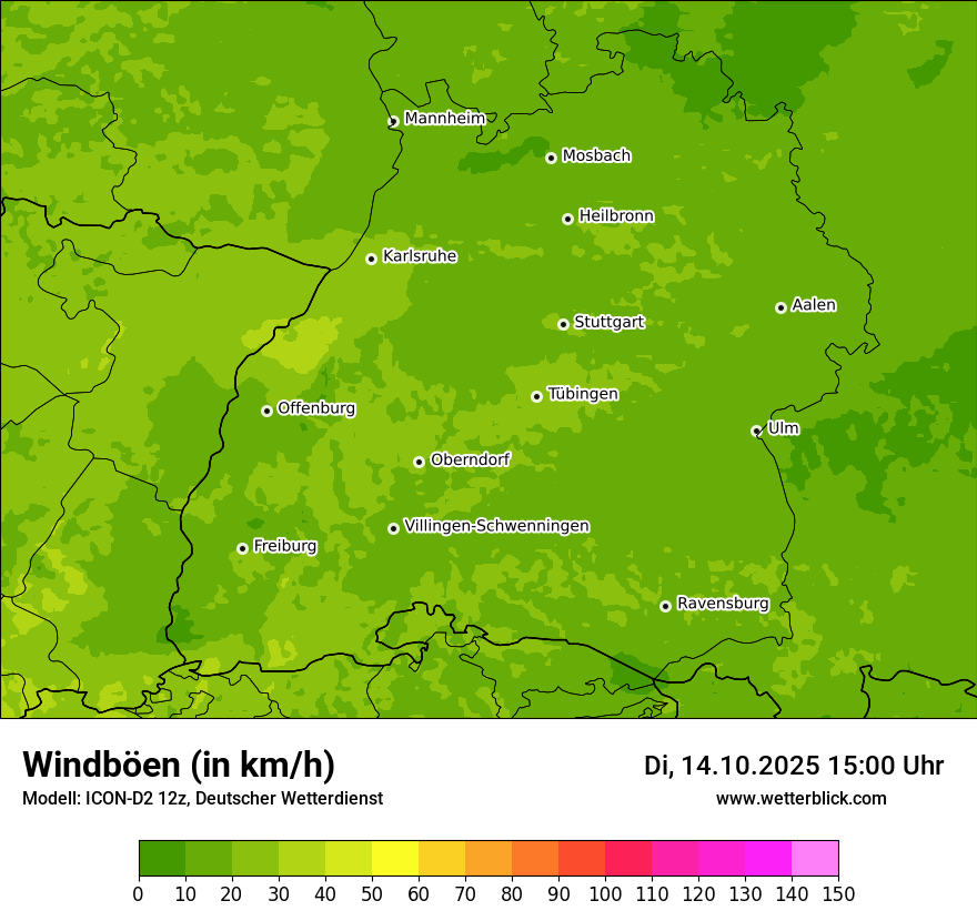 Modellkarten Windgeschwindigkeit
